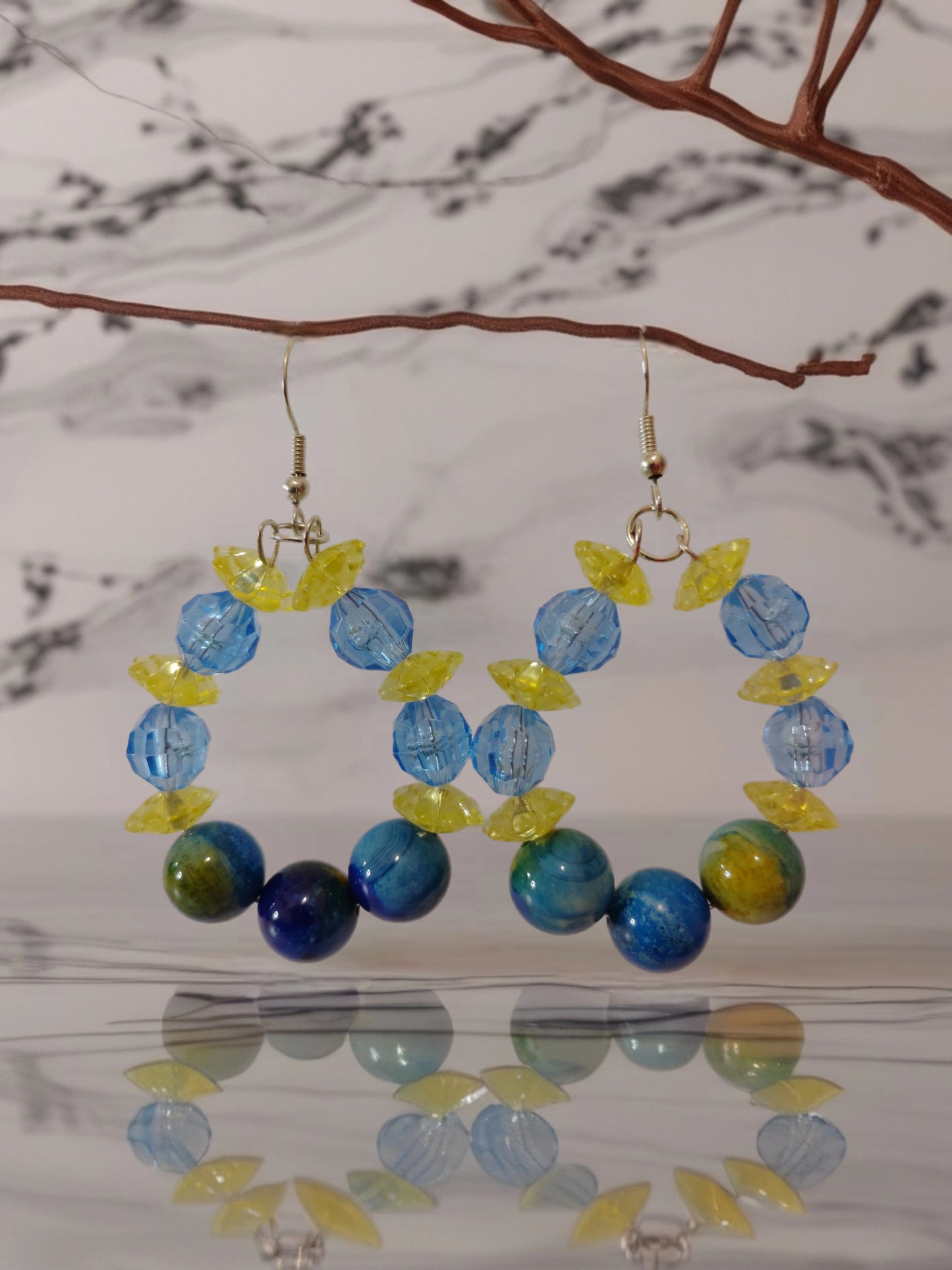 Azurite Malachite Hoop Earings