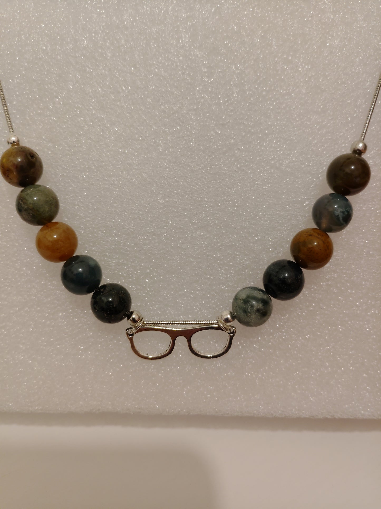 Glasses Necklace with Indian Agate Beads