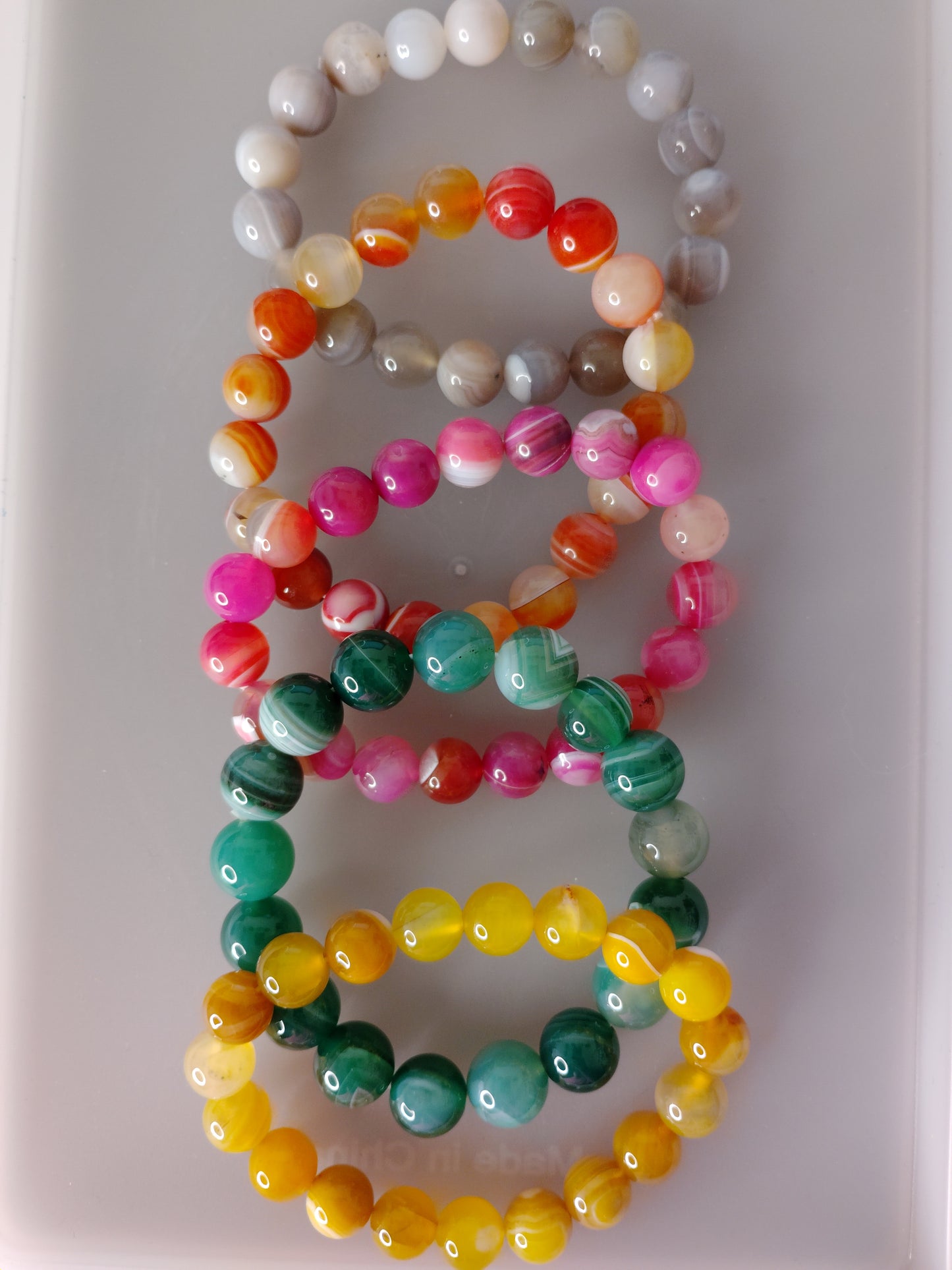 Multicolored Agate 12- and 10-mm Bracelets