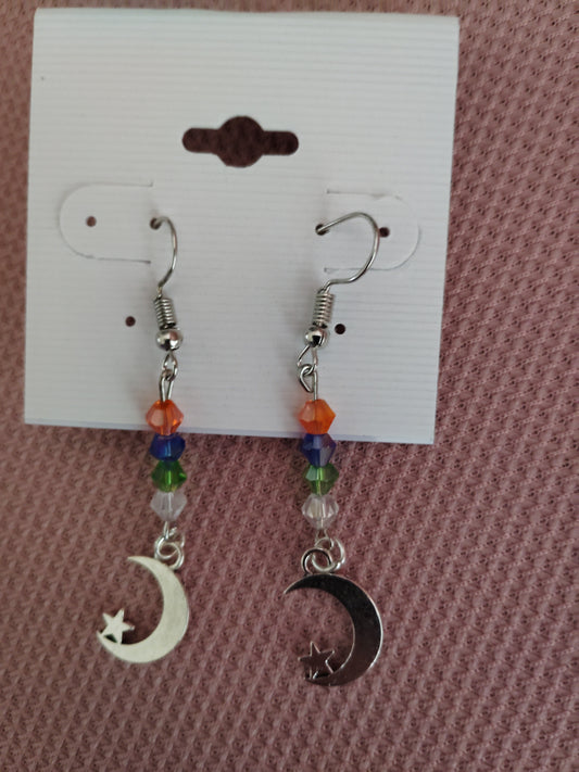 Silver DIY Earrings with moon and star