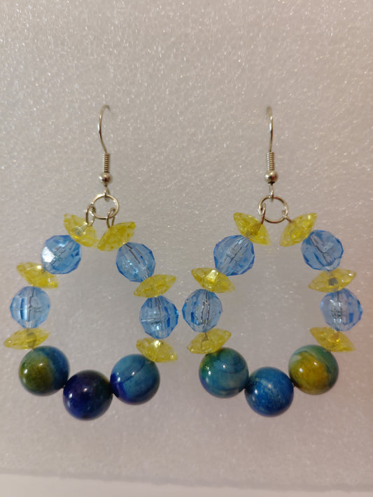 Azurite Malachite Hoop Earings