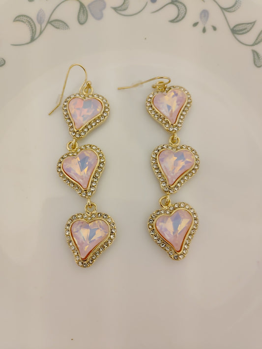 Pink and Gold Heart Earrings