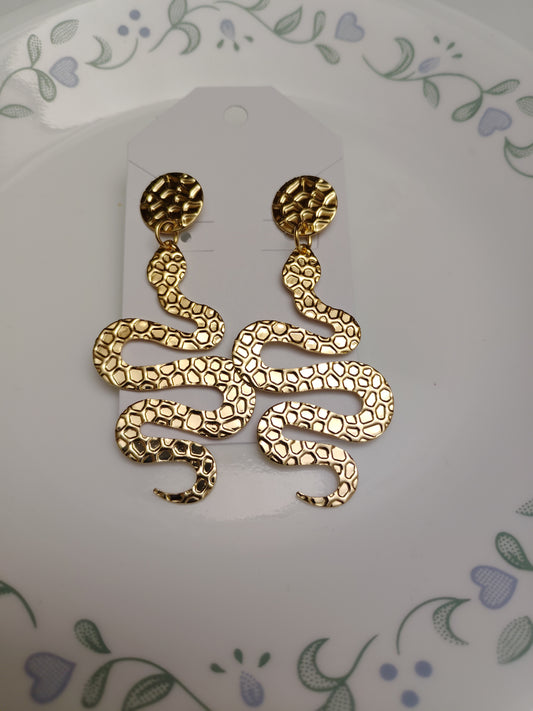 Gold Snake Earrings