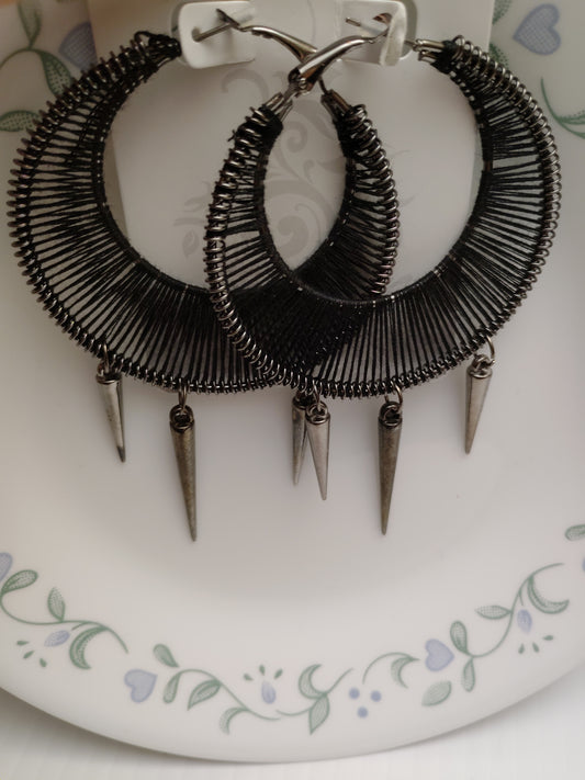 Gothic Black Hoop Earrings