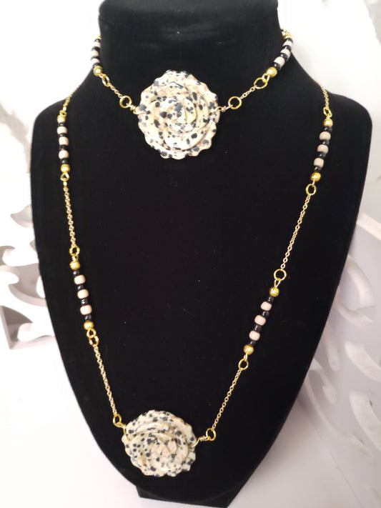 Dalmatian Jasper Necklace and Bracelet Set