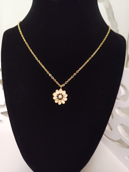 Champagne Flower Gold Necklace