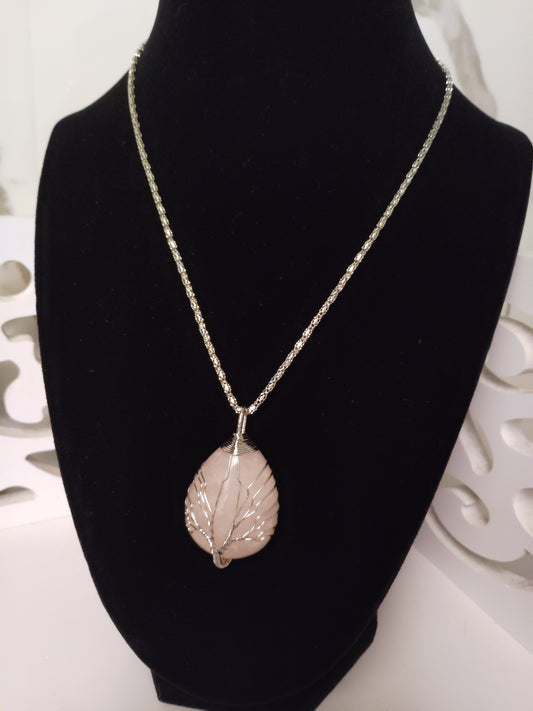 Rose Quartz Tear Drop Necklace