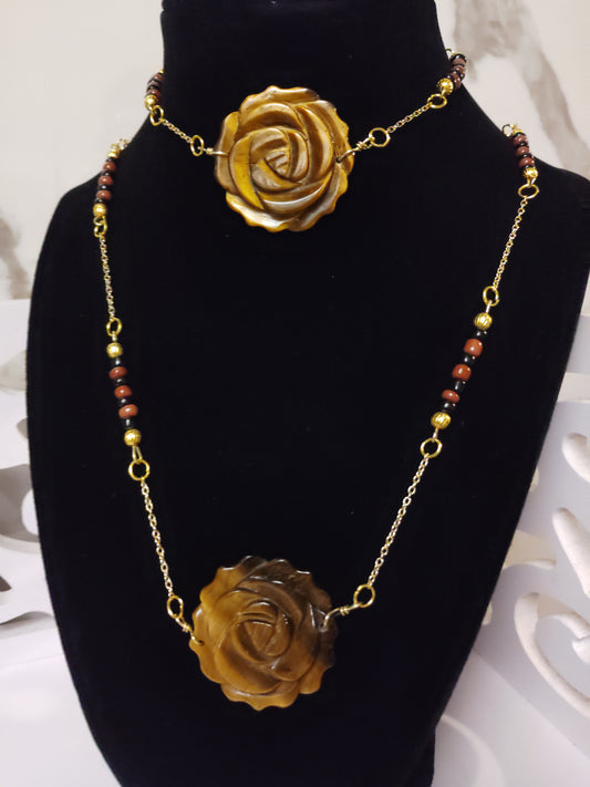 Tigers Eye Necklace and Bracelet Set