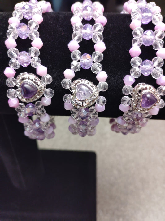 Beautiful Amathyst Bracelet with Glass Beads