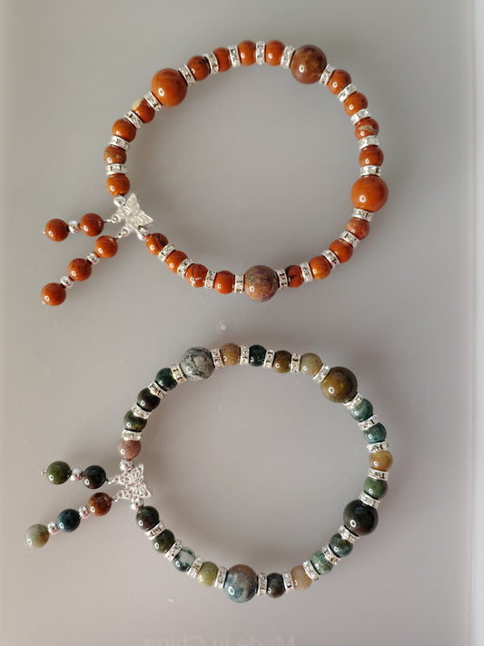 Mix Stone Bracelets with Butterfly Charms